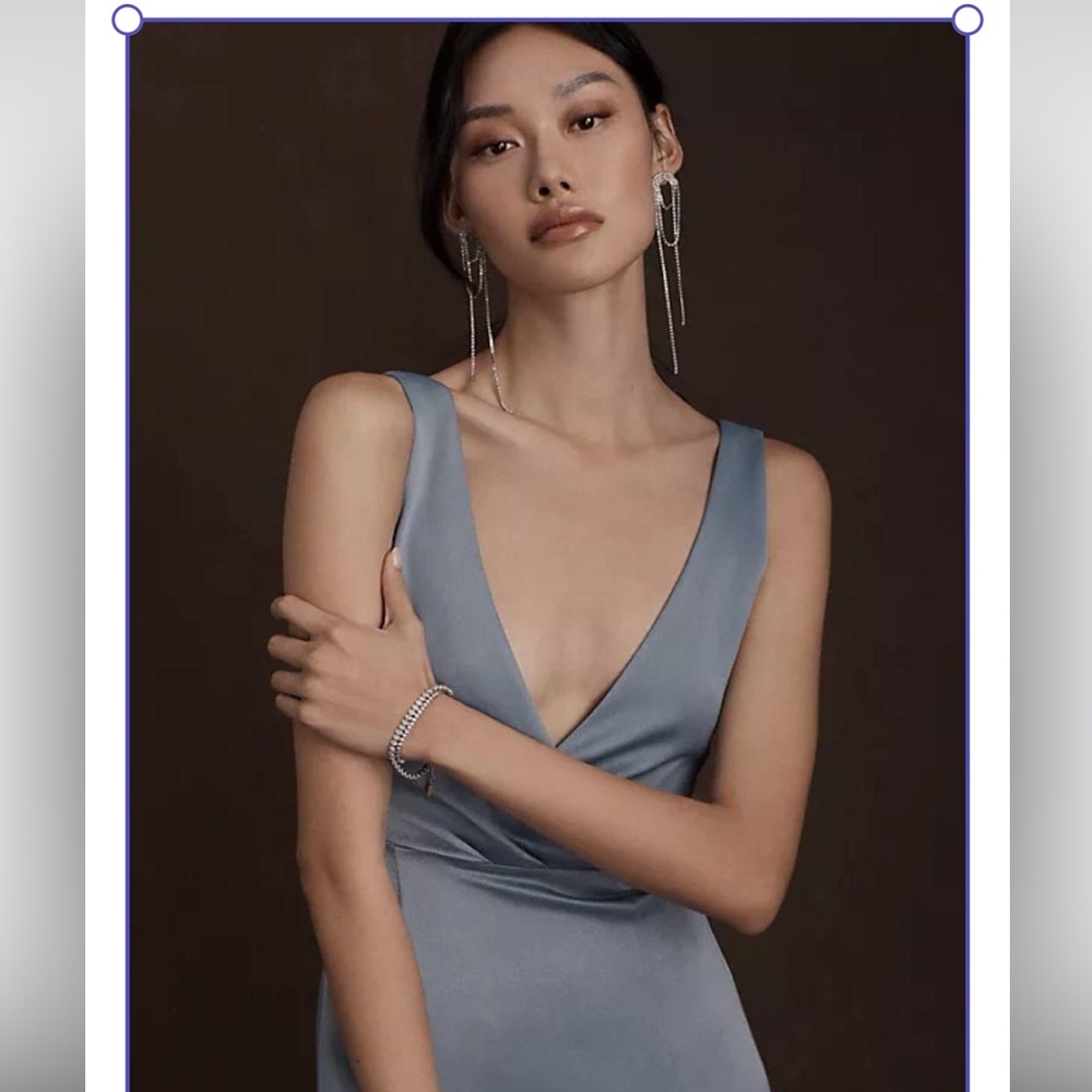 BHLDN (from anthropology) PIPER V-NECK SIDE-SLIT SATIN GOWN